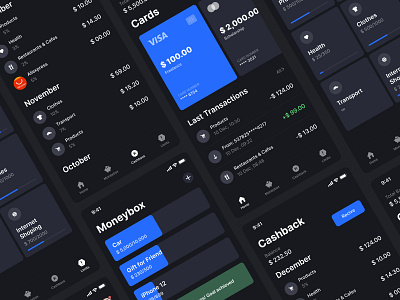 SmartWallet App android app bank banking blue card concept dark design figma finance ios minimal mobile money redesign smart ui ux wallet