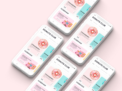 Concept Mobile App "Donuts Club" app brand concept donuts ecommerce app minimal mobile redesign redesigned ui ux