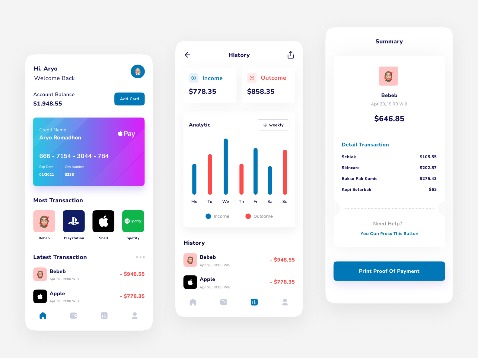 Finance App by Aryo Romadhon for Plainthing Studio on Dribbble