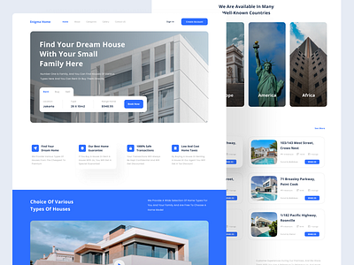 Enigma Home - Real Estate Landing Page clean design home landing page property real estate realestate rent typography ui ui design web design website