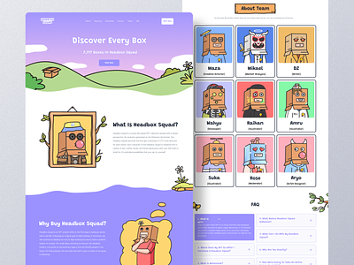 Headboxsquad NFT Landing Page [Live🔥] art clean crypto cryptocurrency design eth illustration landing page nft nft art token ui ui design web design website