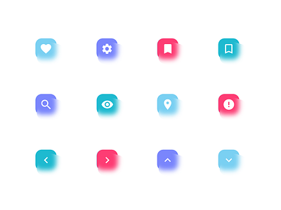 icon set with glassmorphism