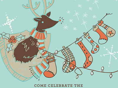 //9 1 christmas deer holiday illustration lights rudolph snowflakes stockings