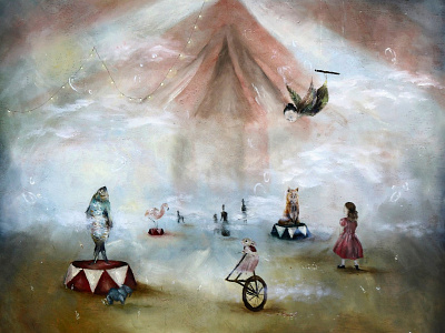 Circus oil painting art illustration oil painting original art painting