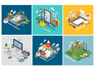 Isometric pictures with IT Theme 3d computer interface isometric isometric art isometric design isometric icons isometric illustration isometry it programming technologies vector