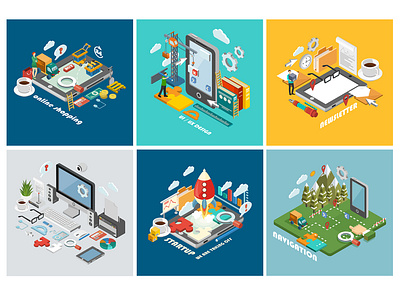 Isometric pictures with IT Theme