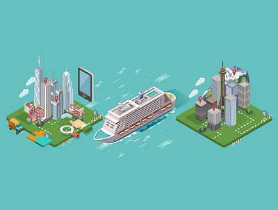 Isometric Vector Illustration 3d city isometric isometric art isometric design isometric icons isometric illustration isometry modern ship town vector vector art vector illustration vectorart vectors