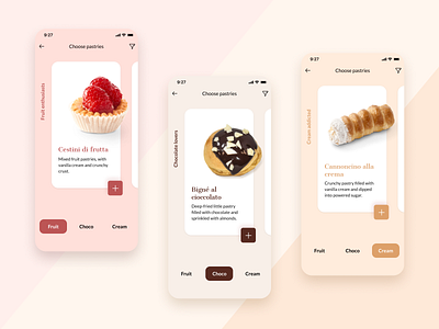 Pasticcino App app chocolate cream design fruit italian minimal pastry pastry shop sweet sweets ui ux