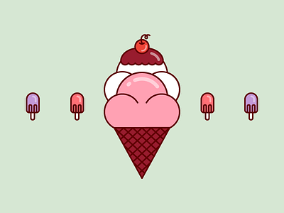 Yummy! cherry cold color cone ice ice cream icons illustration popsicle scoop summer yummy