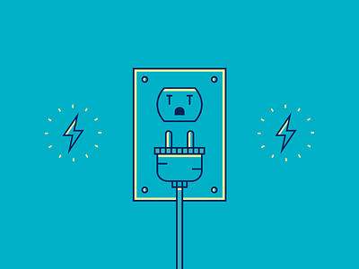 Sparks! blue cord electricity icons illustration lightning bolt outlet plug power simple spark wall