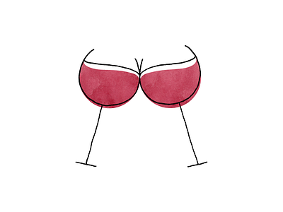Wine Harlots boobs feminine funny hand drawn humorous icon identity line logo mark sassy wine