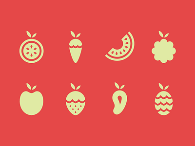 Fruta Fria icons fruit fun icons juicy melon mexico pattern simple strawberry summer sweet vector