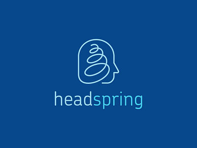 Headspring logo business connection corporate data head innovation line logo logotype loop thinking vector