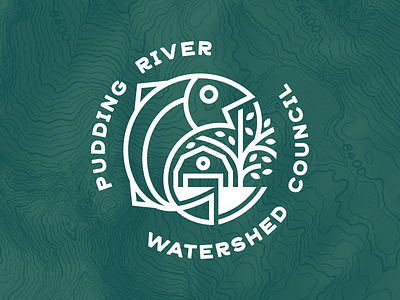 PRWC Final Logo agriculture branding farm fish illustration line logo nature tree watershed