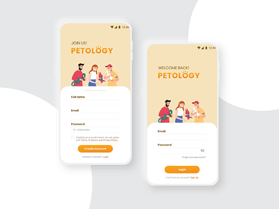 Daily UI 001 : Petology signup login ui dailyui 001 app