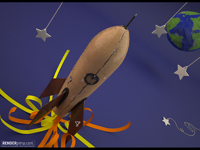 Tin toy Rocket - www.renderpimp.com