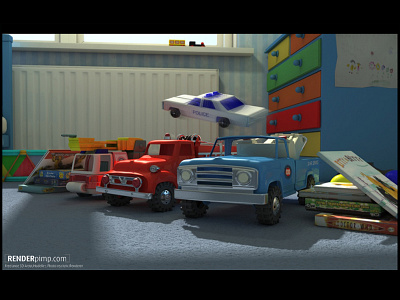 Toy car stunt jumping 3d c4d cinema4d cintiqhd freelance freelancer maxon mesh model photo real render wacom