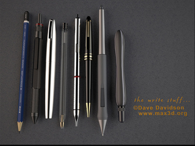 the write stuff 3d c4d cgi cinema4d illustration model pens photo real photoreal render