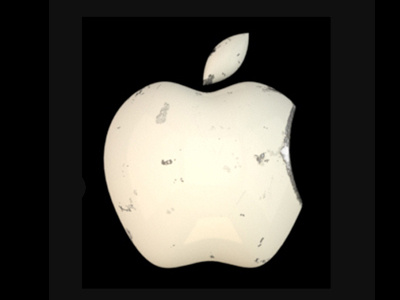 worn apple logo