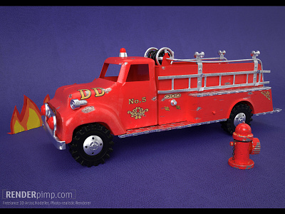 Firetruck Tonka toy 2016 3d artist c4d cinema4d firetruck freelance maxon maxwell render tin toy tonka toy