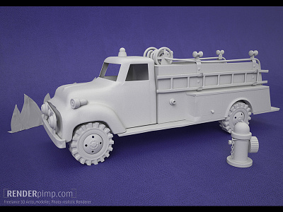 Firetruck Tonka toy 2016 -Clay render