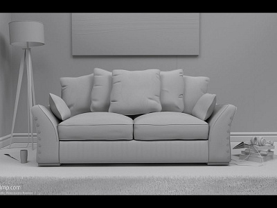 Boston Room - clay render archvis c4d cinema4d clay render interior livingroom render sofa