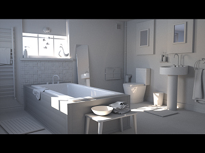 Bathroom- clay render 3d archvis bathroom c4d cinema4d freelance interior maxwell