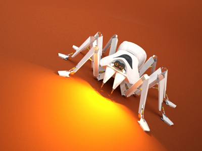 Spiderbot Dribbble 3d bot c4d case cinema4d design iphone mech render robot spider