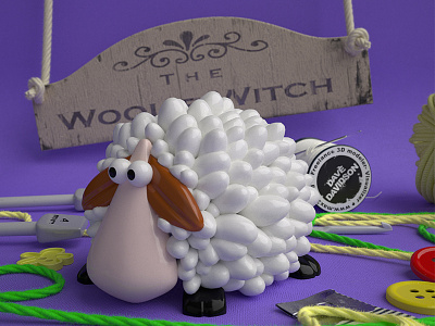 The woolie witch's sheep facebook.com/thewooliewitch 3d cg cinema4d freelance freelancer handmade illustration knitting maxwell moi3d productshot render sheep wool yarn