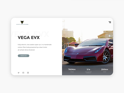 VEGA EVX Landing page (Concept) adobexd design minimal ui ux web xd