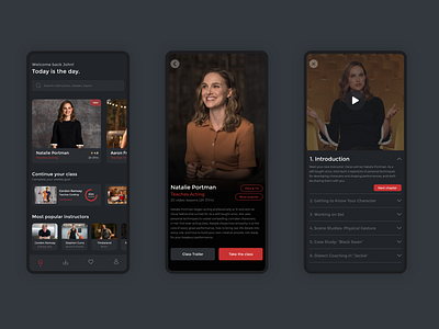 Masterclass Redesign Concept adobexd app concept dark dark ui design minimal mobile ui ux xd