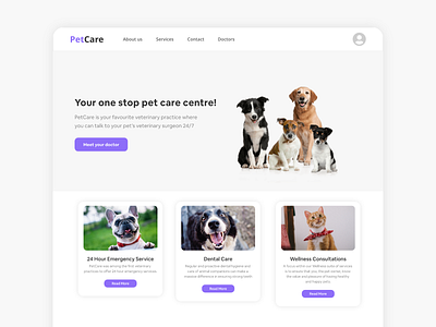 PetCare Landing Page adobexd design landing page minimal pet petcare ux vet web