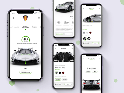 "Koenigsegg Automotive AB" mobile App (Concept) app branding design minimal ui ux