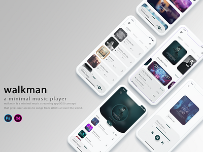 Walkman Music player(Concept) app design ios minimal music player ui ux xd