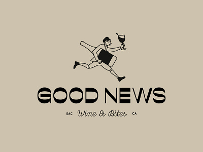 Good News Wine Logo Option brand branding branding and identity design illustration logotype restaurant typography wine