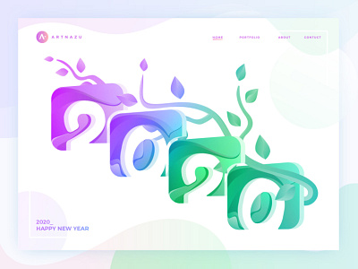 Happy New Year 2020 2020 blue brand branding colorful design flat green happy new year illustration landing page logo pink ui ux vector web
