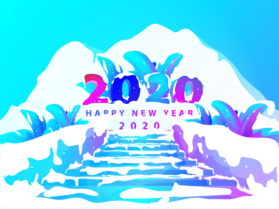 2020 Happy new year (Winter) 2020 2020 trend app branding colorful design flat flower illustration happy new year ice iceberg iceland illustration mobile mountain ui ux vector web
