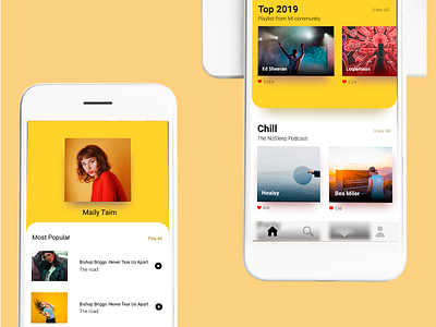 Music app design ui ux web