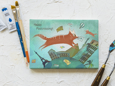 Postcard for e-shop happypostcards.de flat illustration vector