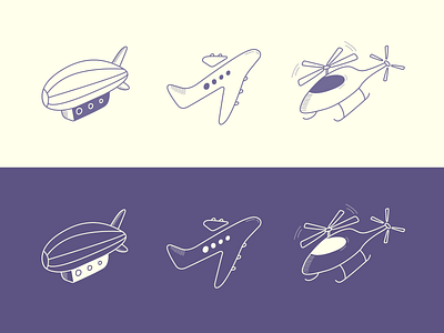 Vehicle icon vector set in doodle style