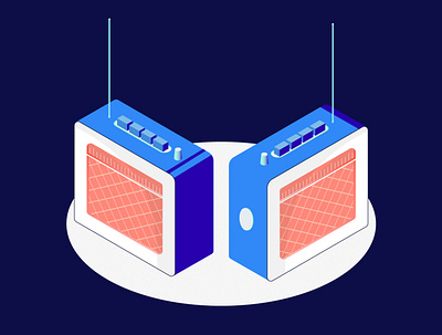 Isometric Radio design icon illustration illustrator isometric radio vector