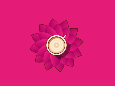 Coffee cup on lotus flower flat icon illustration illustrator vector