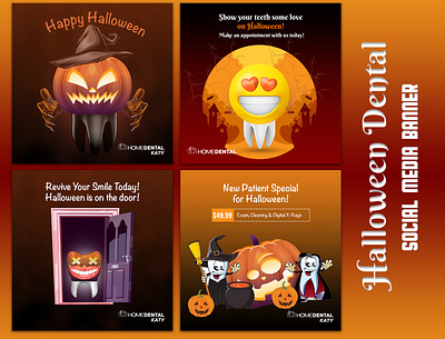 Halloween Social Media Design - Dental Care dental care marketing strategies dental care online marketing dental care social media posts dental office marketing halloween dental halloween dental pictures halloween dentist halloween dentistry halloween design social media banner ads social media posts