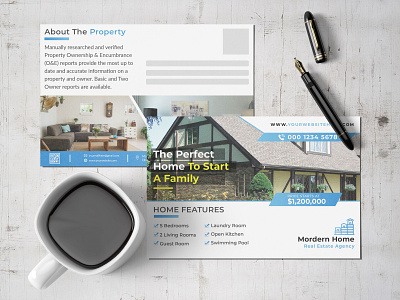 Clean And Modern Real Estate & Property Postcard Template