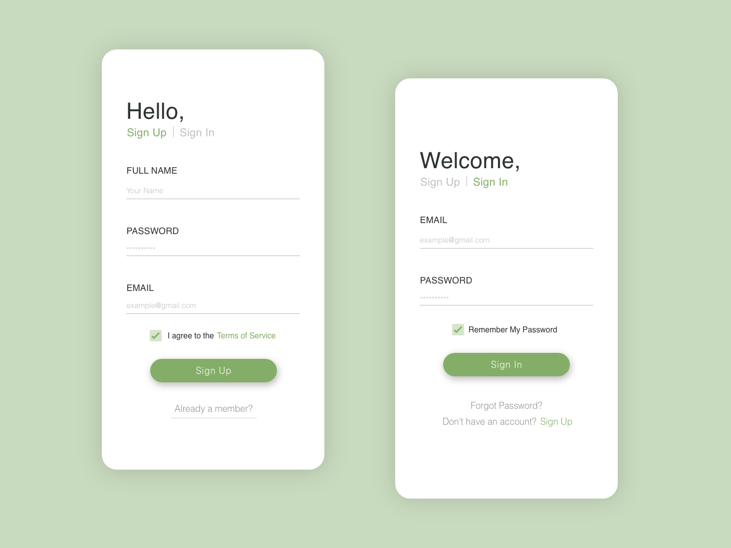 Sign Up / Sign In UI by John Gavin on Dribbble