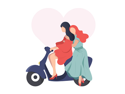 Different love adobe illustrator bike cartoon character flat girl heart illustration logo love vector