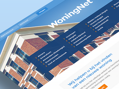 Concept WoningNet blue color design flat orange webdesign website