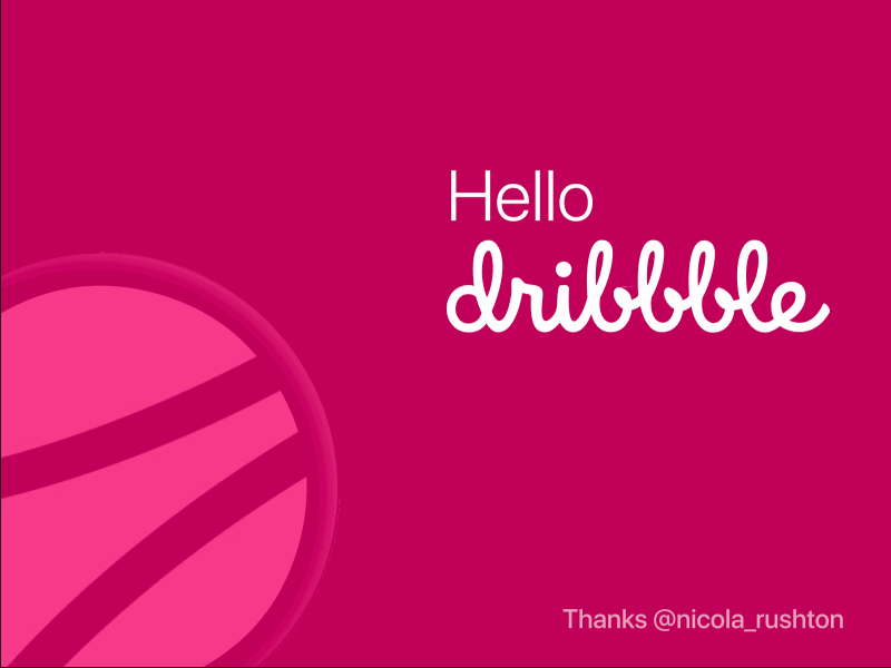 Hello Dribbble animation debut dribbble first pink shot