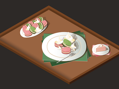 Let them have cake • Isometric adobe illustrator cake design digital food illustration isometric macaroon vector