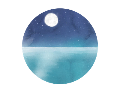 Ocean at night blue circle digital digital watercolor ipad ocean painting sea view water watercolor